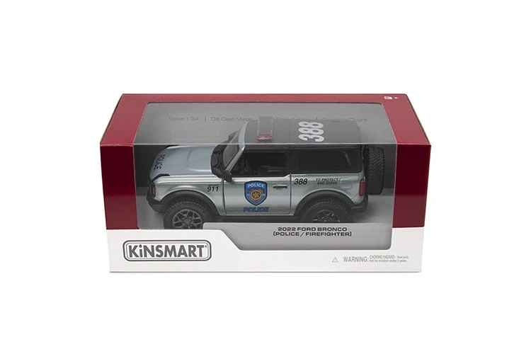 Masinuta metalica Ford Bronco politie/pompieri 13 cm scara 1 la 34 Kinsmart [3]