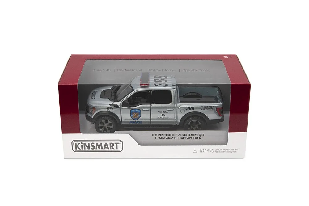 Masinuta metalica Ford F-150 Raptor politie/pompieri 13 cm scara 1 la 46 Kinsmart [3]