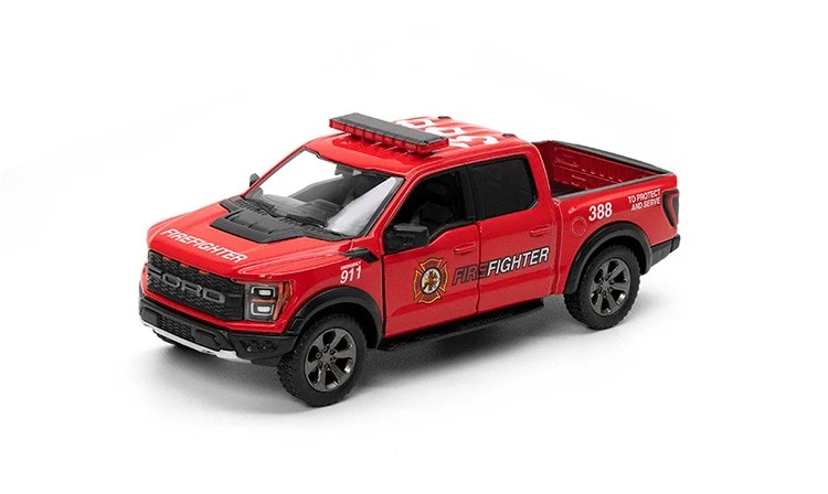Masinuta metalica Ford F-150 Raptor politie/pompieri 13 cm scara 1 la 46 Kinsmart [2]