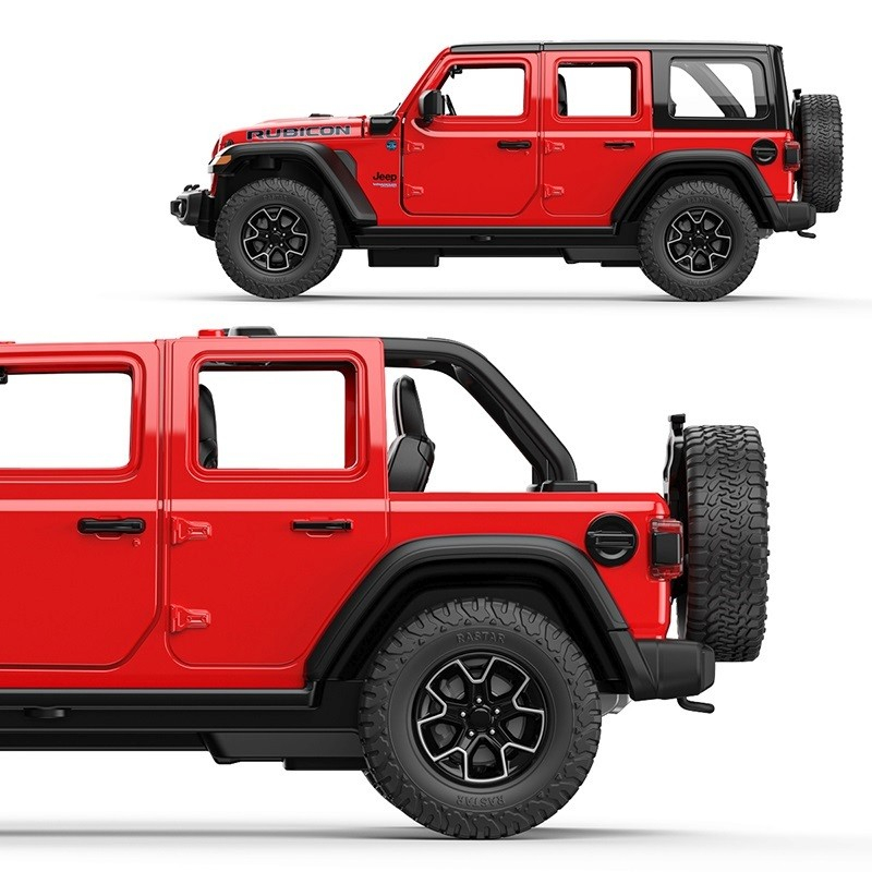 MASINUTA METALICA JEEP WRANGLER RUBICON 4XE ROSU CU SCARA 1 LA 32 [4]