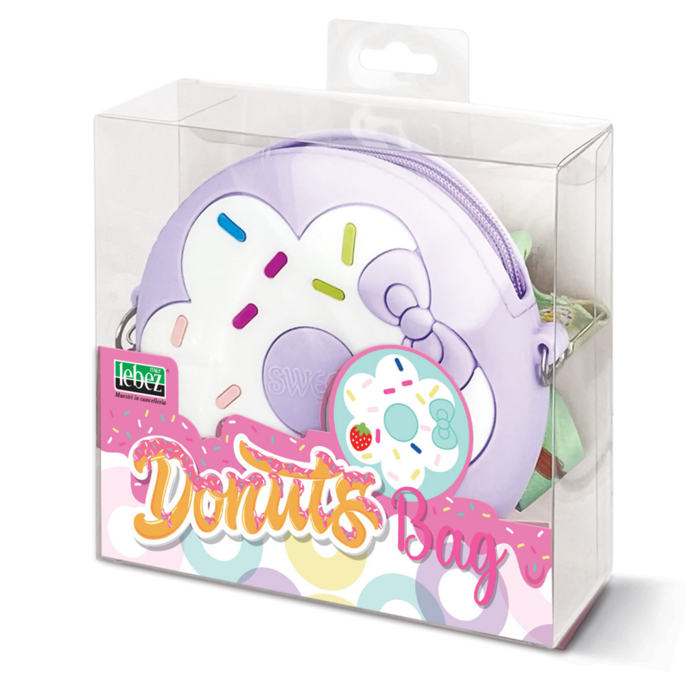 Mini geanta Donuts din silicon cu fermoar si curea 12 x 3.5 cm  culori diferite [5]