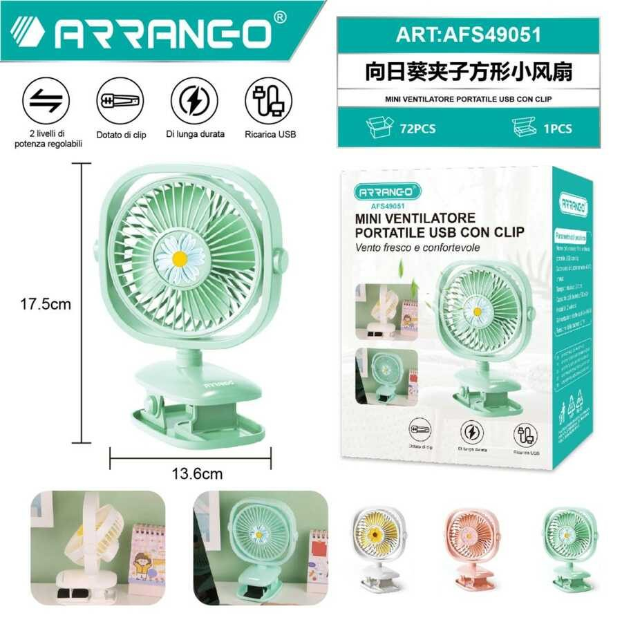 Mini ventilator portabil USB cu clip verde 17.5 x 13.6 cm [2]