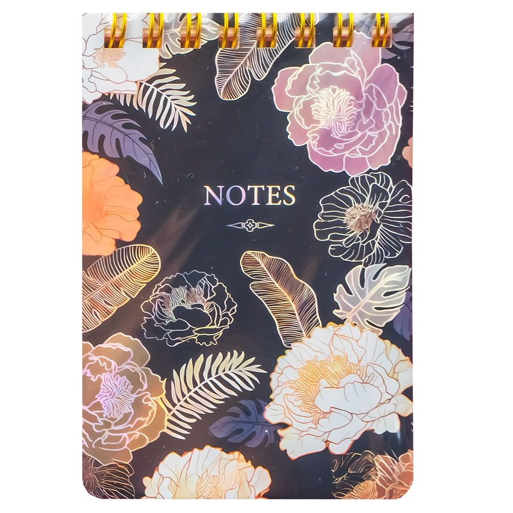 Notes A7 cu arc dictando 70 file coperta florala holografica [2]
