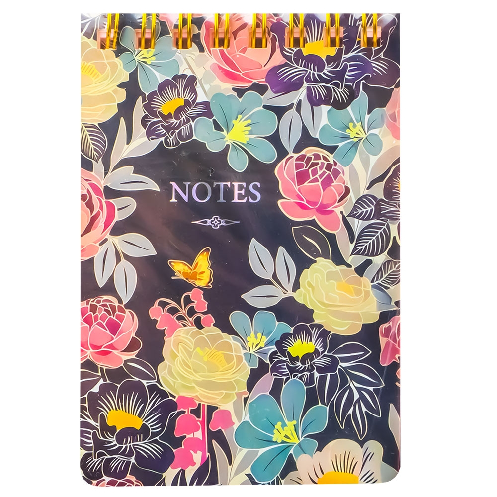 Notes A7 cu arc dictando 70 file coperta florala holografica [4]