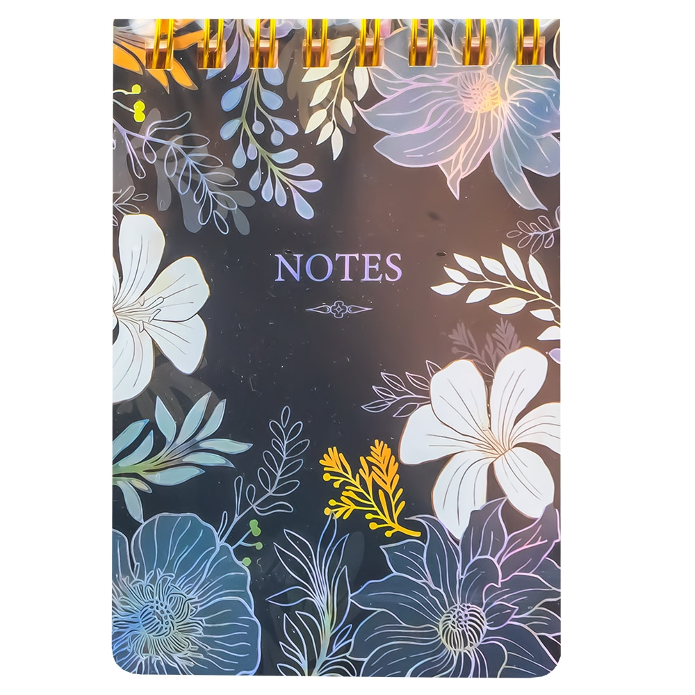 Notes A7 cu arc dictando 70 file coperta florala holografica [3]