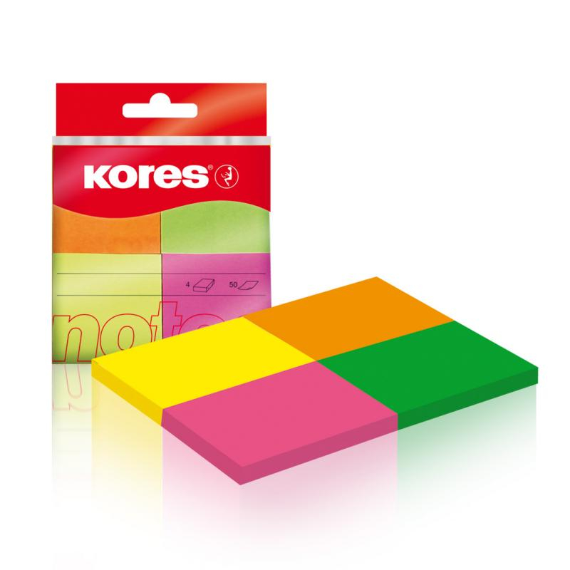 Notes adeziv 40x50mm 4 culori neon 50 file Kores [2]
