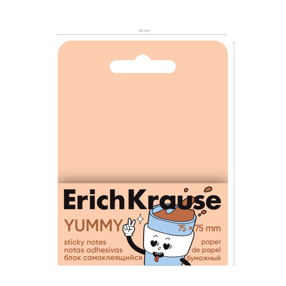 Notes adeziv ErichKrause Yummy 75х75 mm 80 file roz [5]