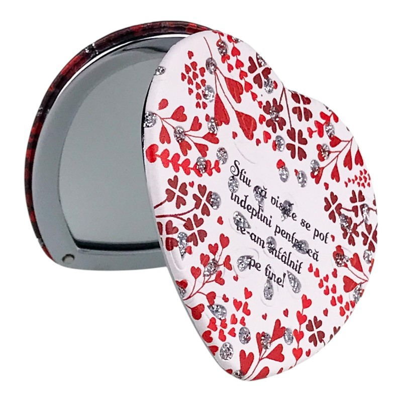 Oglinda de poseta inima cu mesaj de dragoste 7x7cm [10]