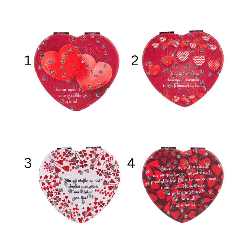 Oglinda de poseta inima cu mesaj de dragoste 7x7cm [2]