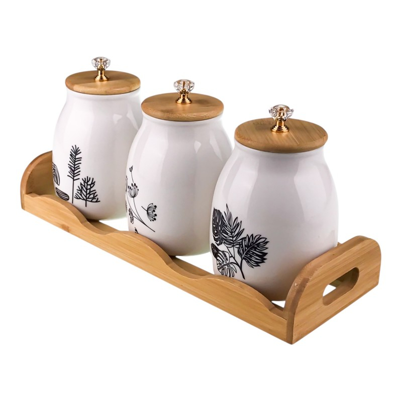 Oliviera ceramica 3 piese pe suport lemn 37x17 cm [2]