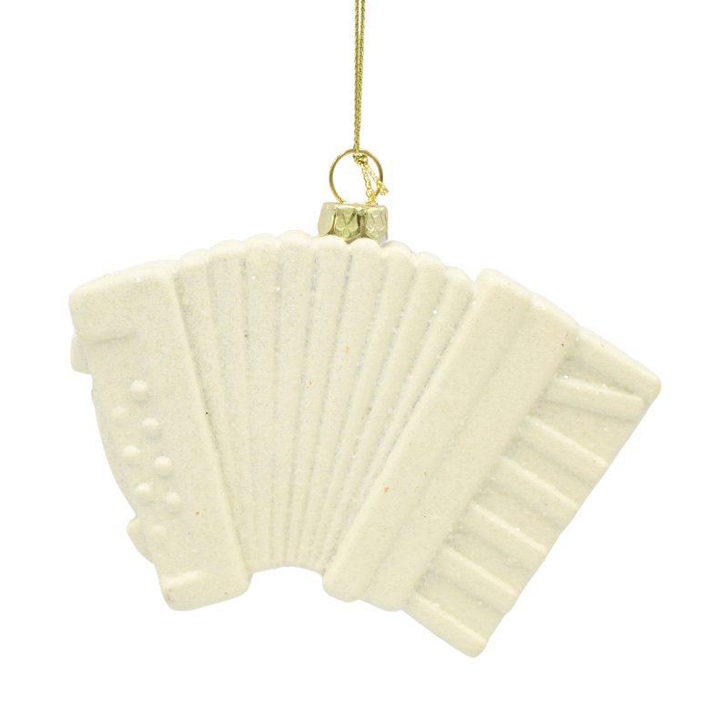 Ornament brad acordeon 11x7 cm alb/auriu [1]