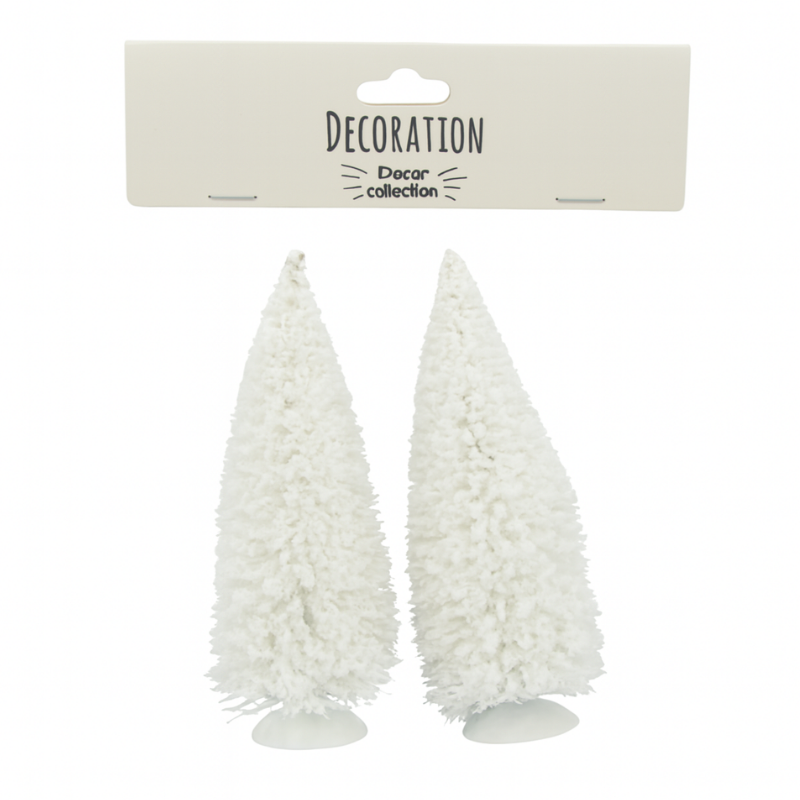 Ornament brad 2/set alb plastic 14 cm [1]