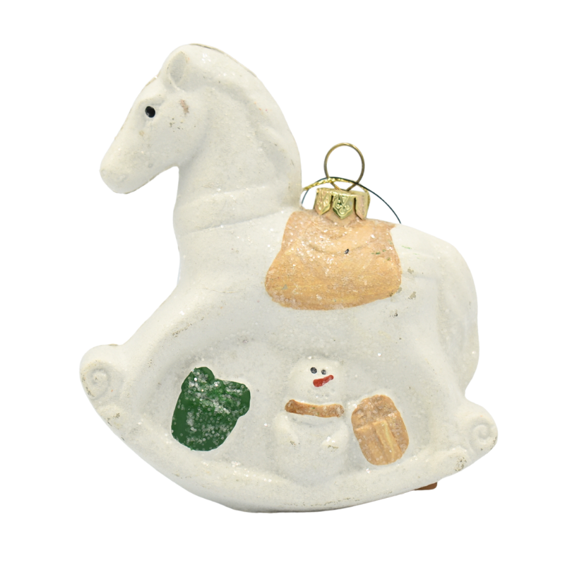 Ornament brad calut balansoar alb/auriu 10x11 cm plastic [1]