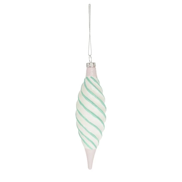 Ornament brad Craciun rasucit  cu sclipici plastic 15,4 cm pastel [1]