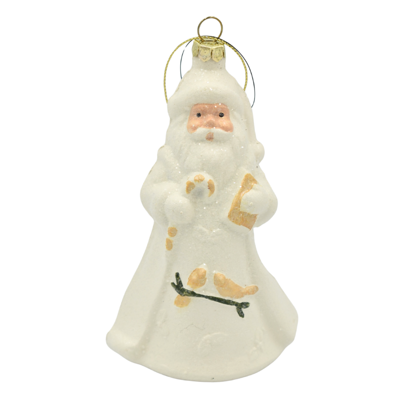 Ornament brad Mos Craciun 14x8.5 cm alb/auriu [1]