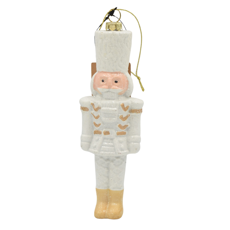 Ornament brad soldat alb/auriu 15x5.5 cm plastic [1]