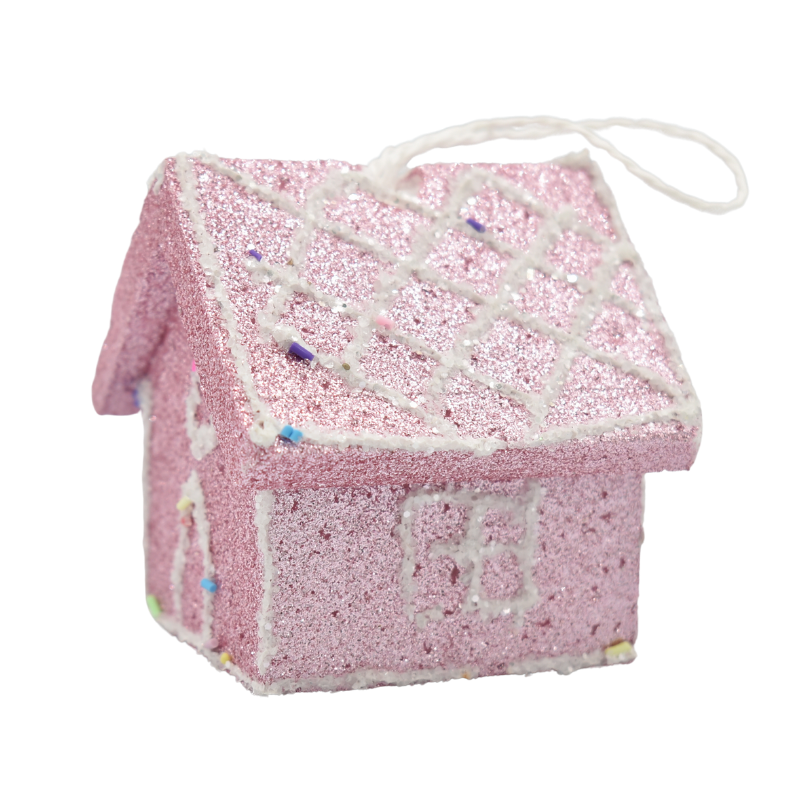 Ornament casuta polistiren 8x7x5.5 cm roz [2]