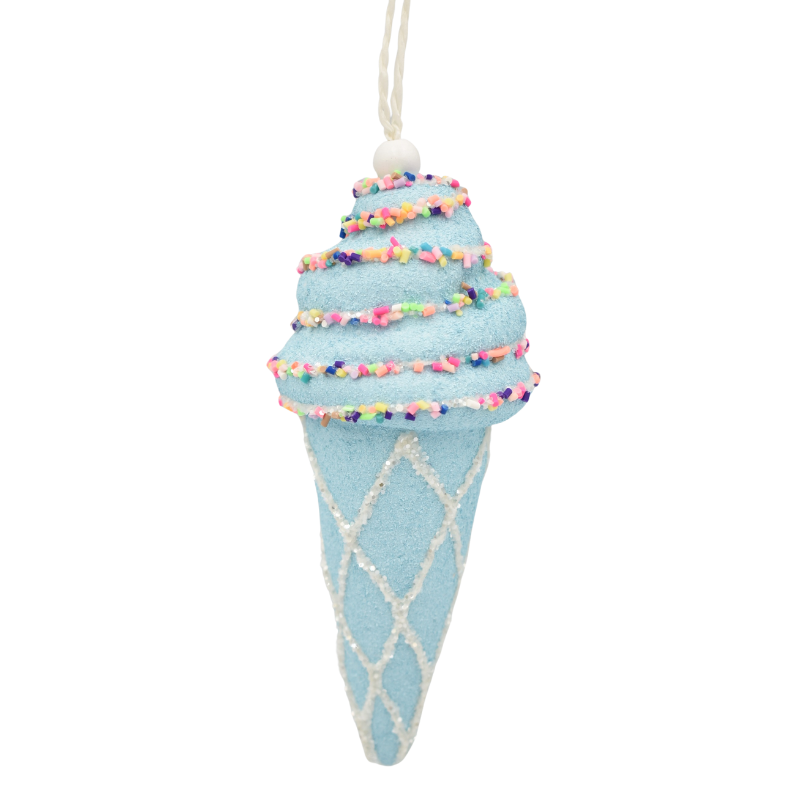 Ornament de agatat cornet cu inghetata 15x6 cm albastru [1]