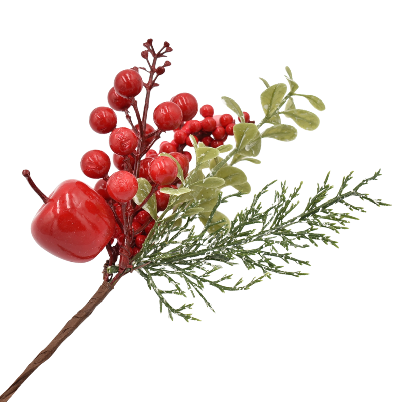 Ornament crenguta de tuia cu merisoare rosii 25 cm [2]