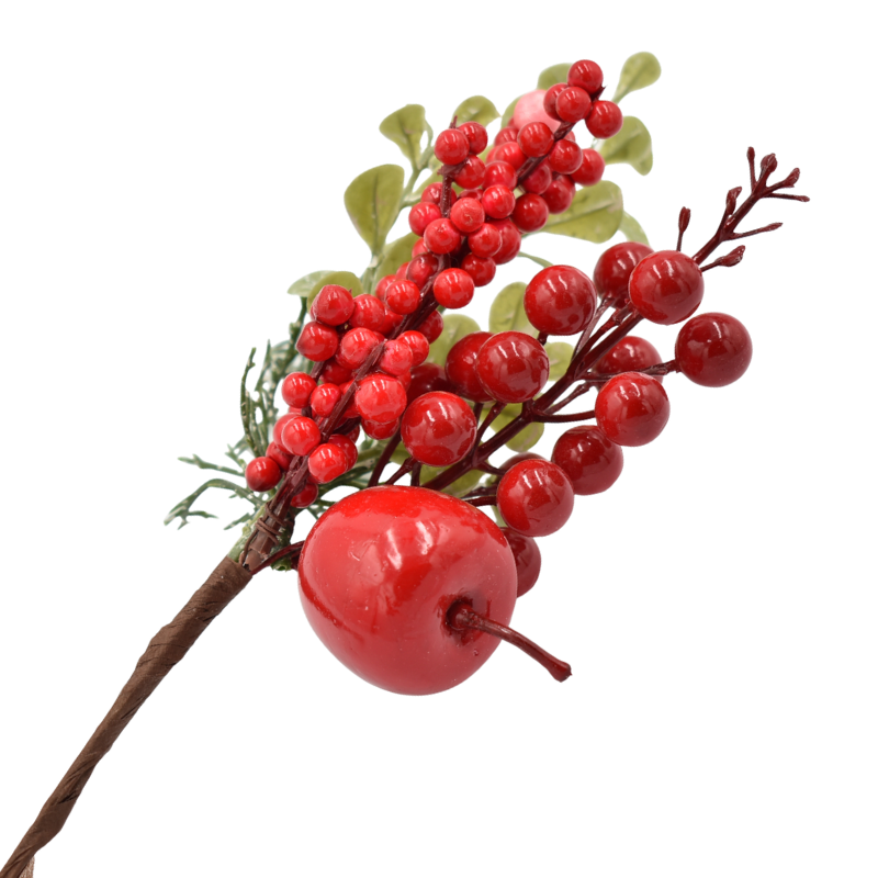 Ornament crenguta de tuia cu merisoare rosii 25 cm [1]