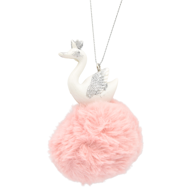 Ornament de agatat lebada cu puf 10 cm [2]