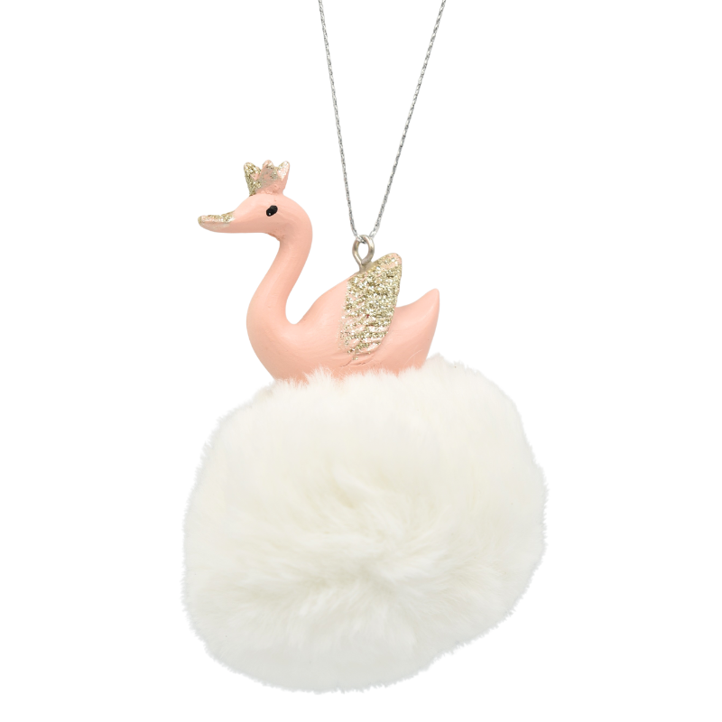 Ornament de agatat lebada cu puf 10 cm [1]