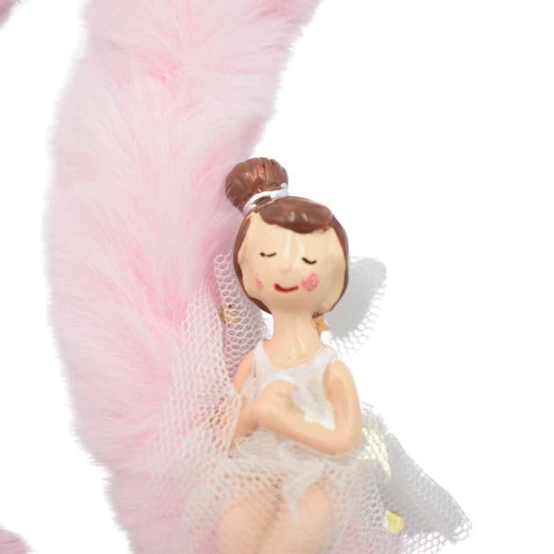 Ornament agatat luna blanita roz cu balerina 15cm [2]