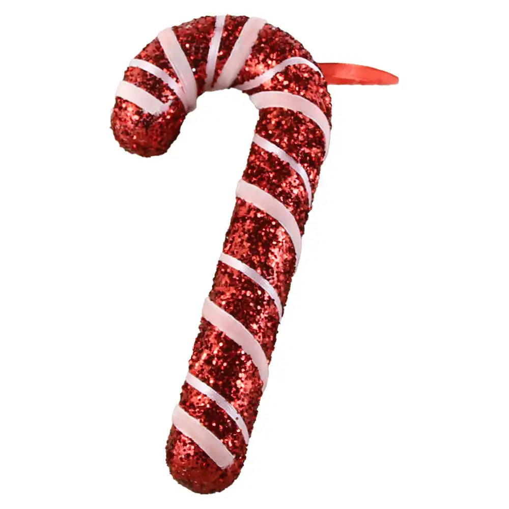 Ornament de brad tip bastonas cu sclipici 8 x 19 cm modele diferite [6]