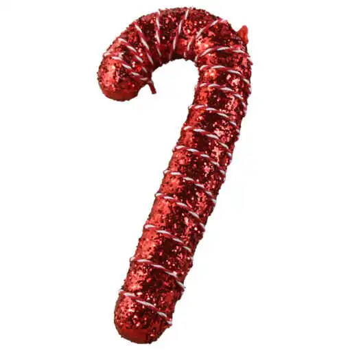 Ornament de brad tip bastonas cu sclipici 8 x 19 cm modele diferite [3]