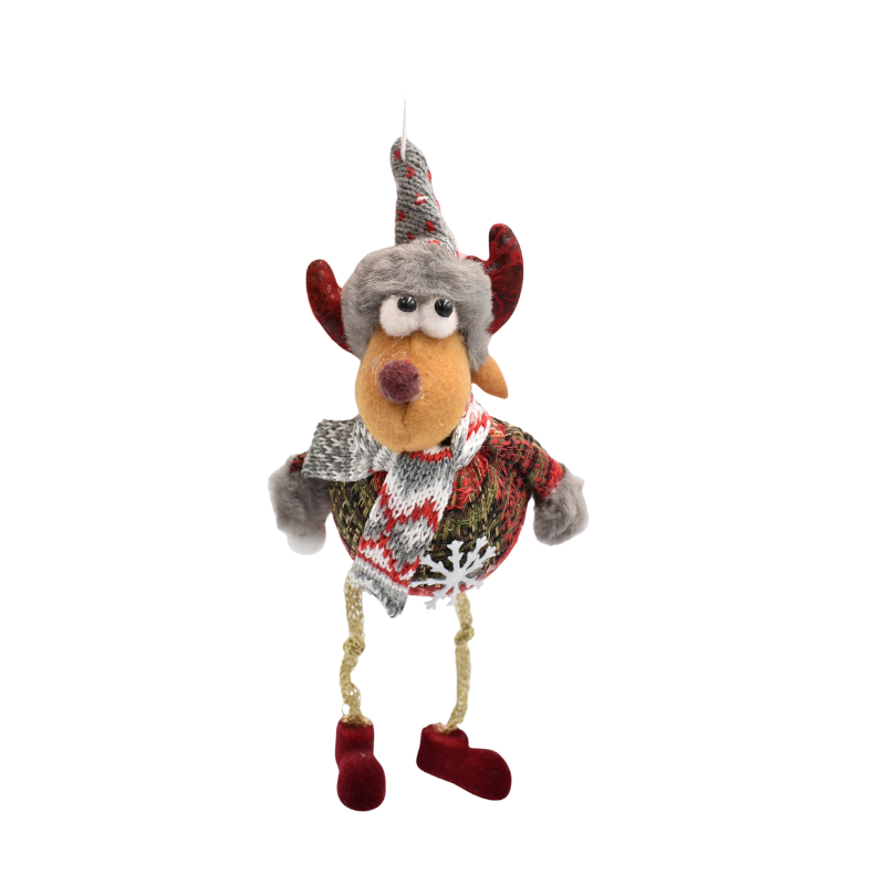 Ornament pentru brad ren pulover rosu cu gri 24 cm [2]