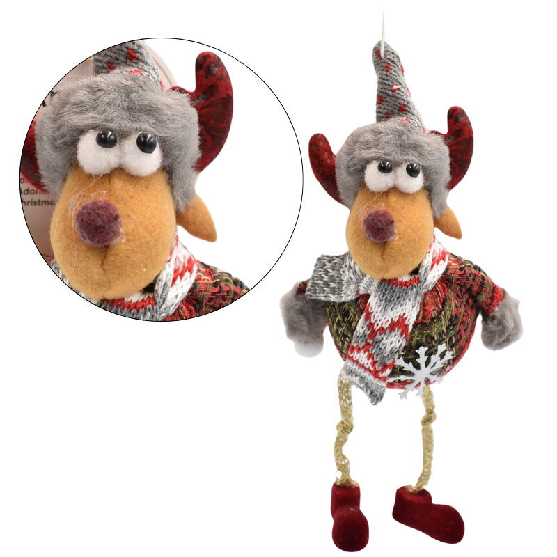 Ornament pentru brad ren pulover rosu cu gri 24 cm [1]