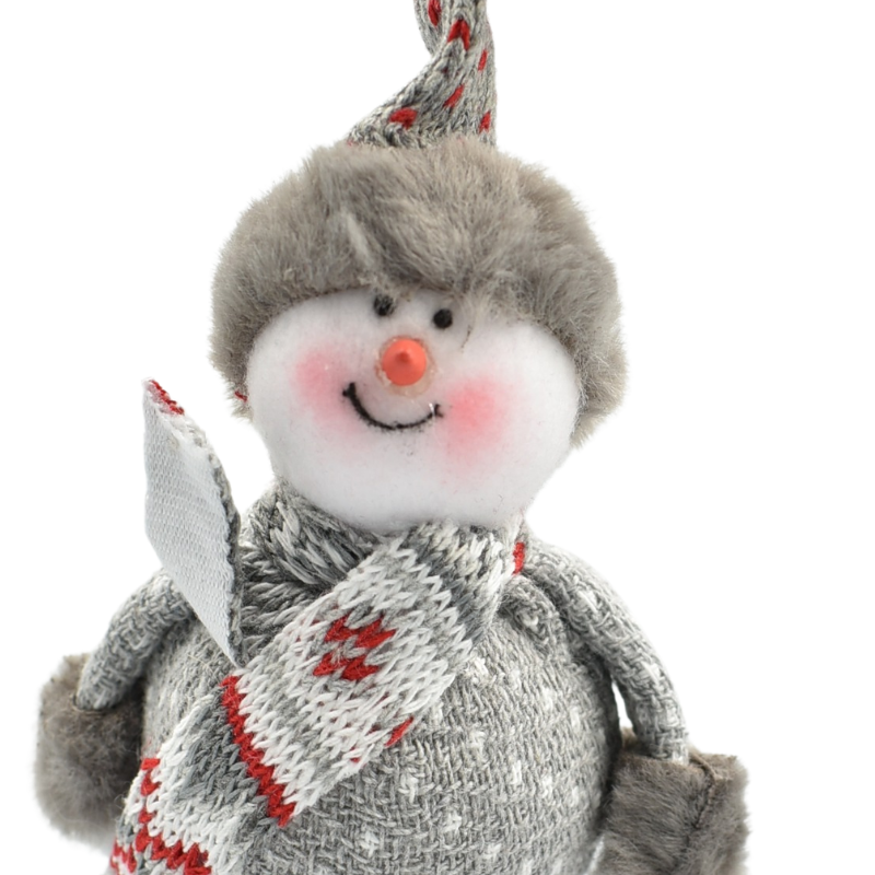 Ornament pentru brad om de zapada pulover gri 24 cm [3]