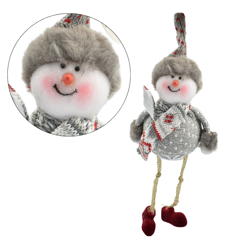 Ornament pentru brad om de zapada pulover gri 24 cm [1]