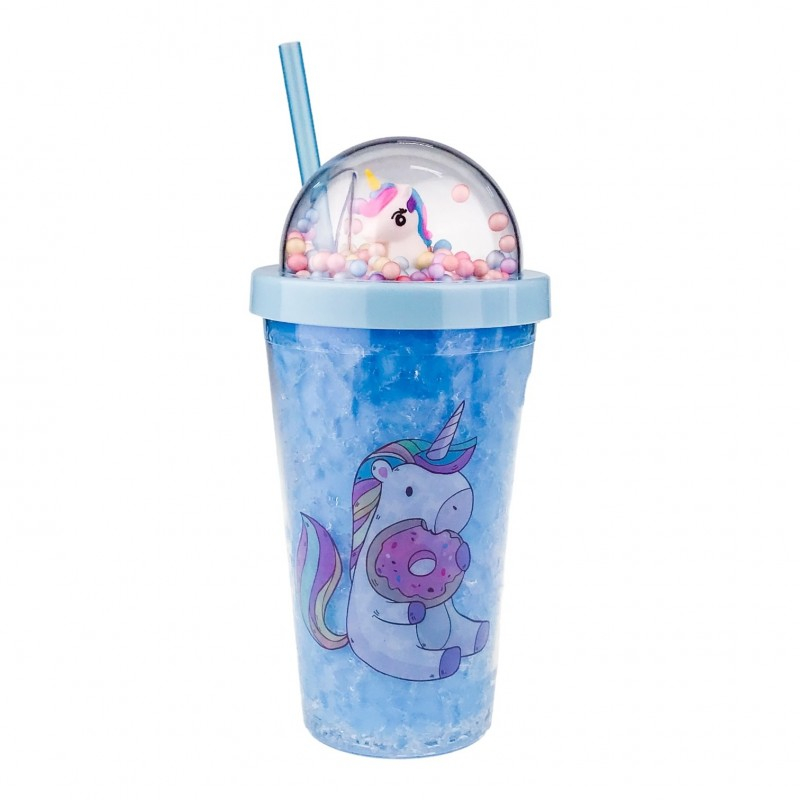 Pahar plastic cu pai model unicorn 10x20 cm [4]