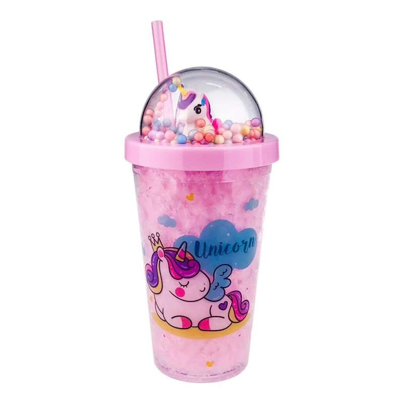 Pahar plastic cu pai model unicorn 10x20 cm [3]