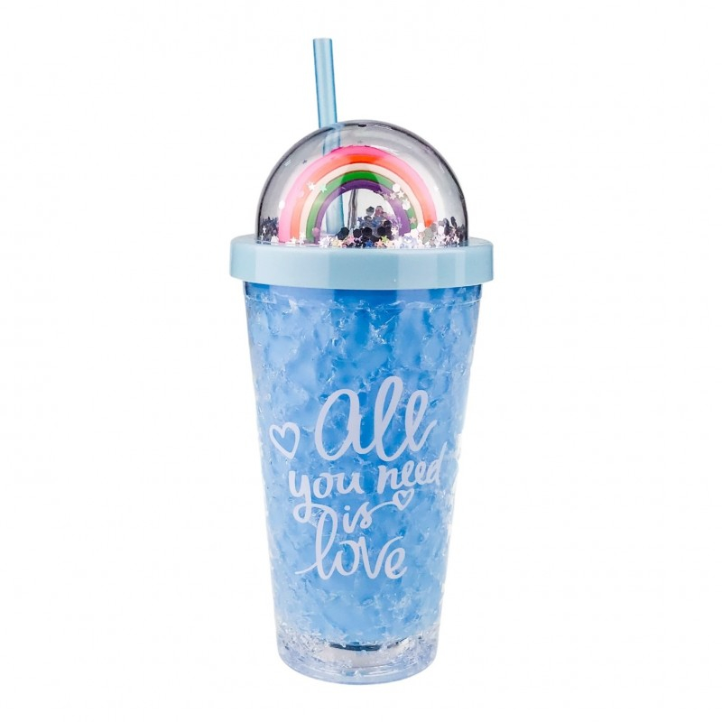 Pahar plastic cu pai imitatie gheata 10x20 cm [4]