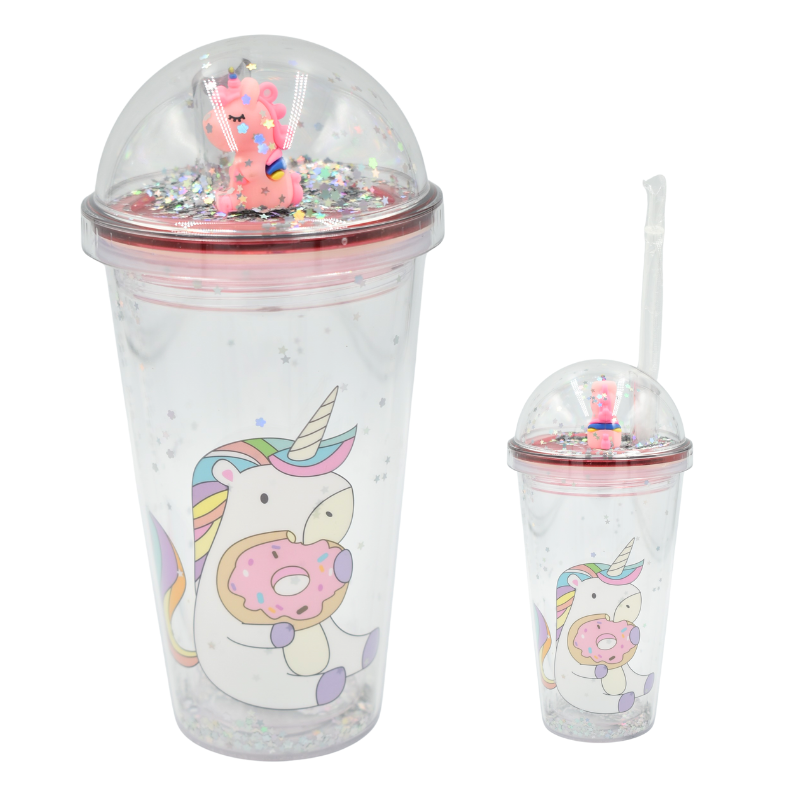Pahar plastic cu pai model unicorn [3]