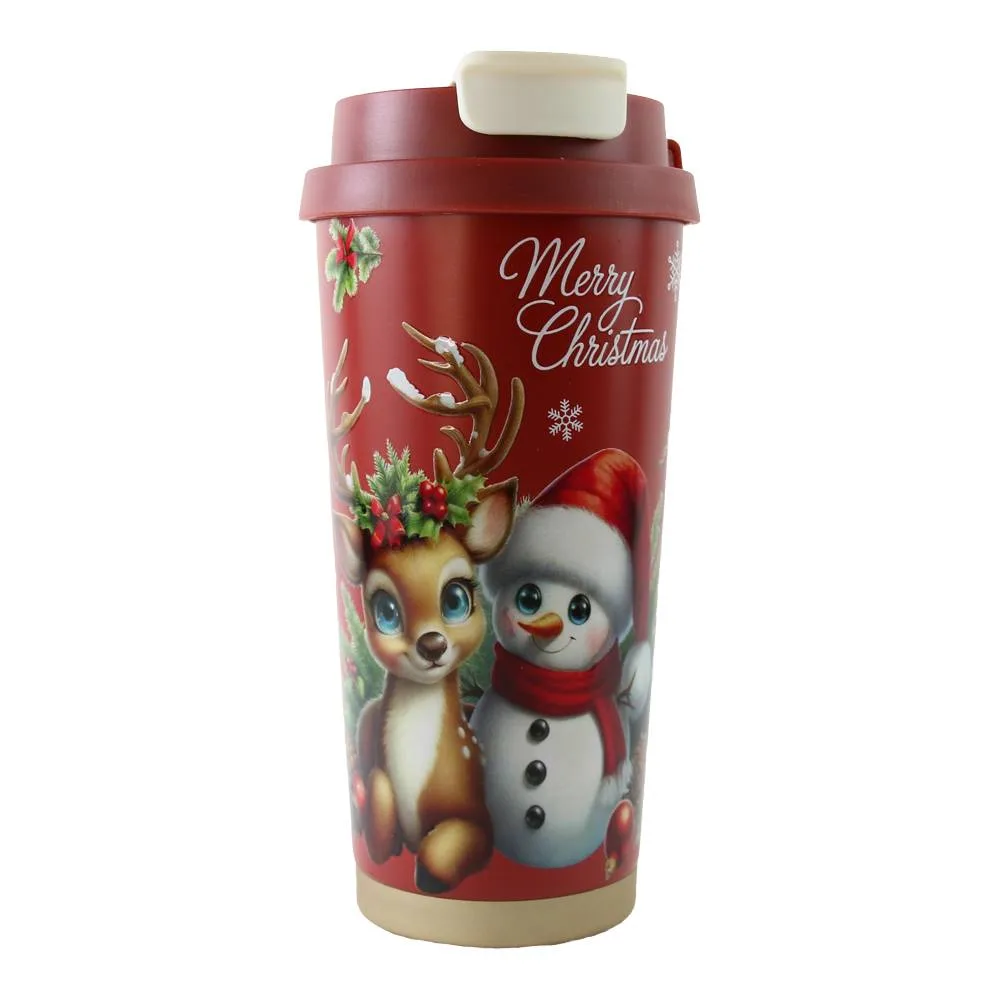 Pahar termos craciun 450 ml cu capac om de zapada [6]