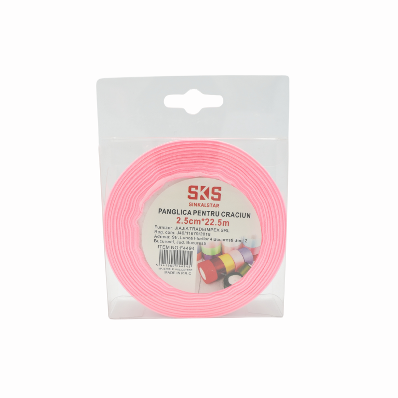 Panglica 2.5cm x 2.5 m roz SKS Sinkalstar [2]