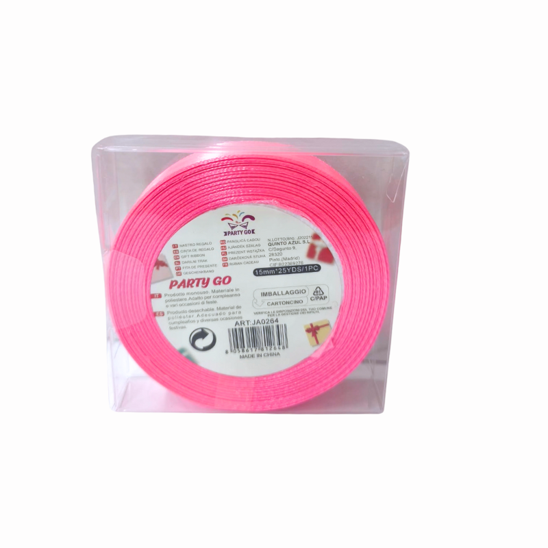 Panglica satin 1.5 cm x 23 m roz Party Go [2]