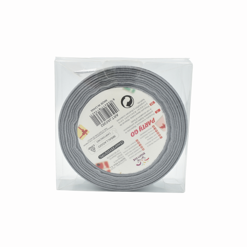 Panglica satin 2.5cm x 23m gri Party Go [2]