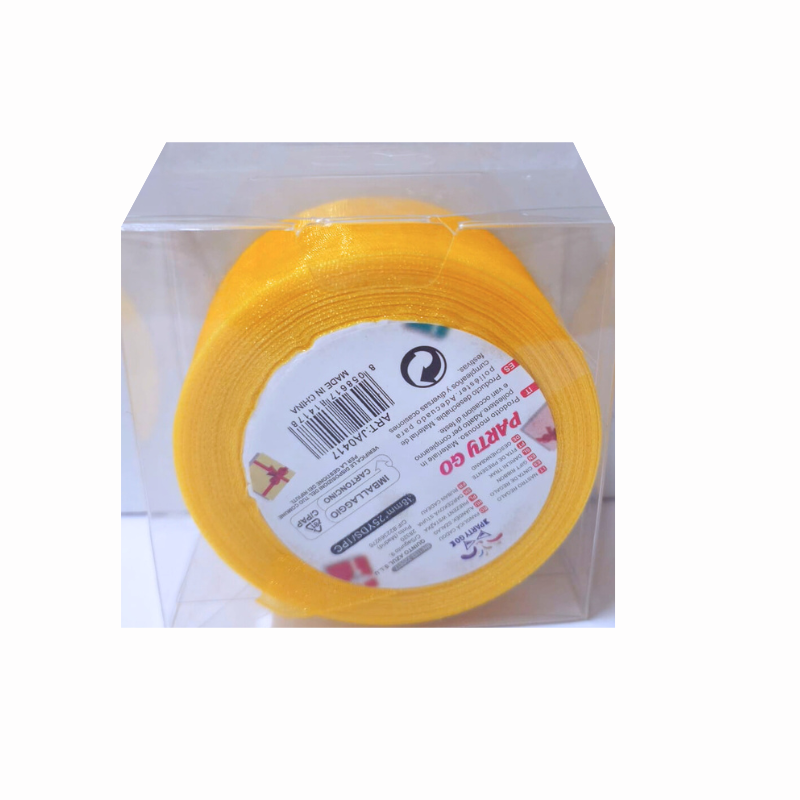 Panglica satinata 3.8 cm x 23 m galben portocaliu Party Go [2]