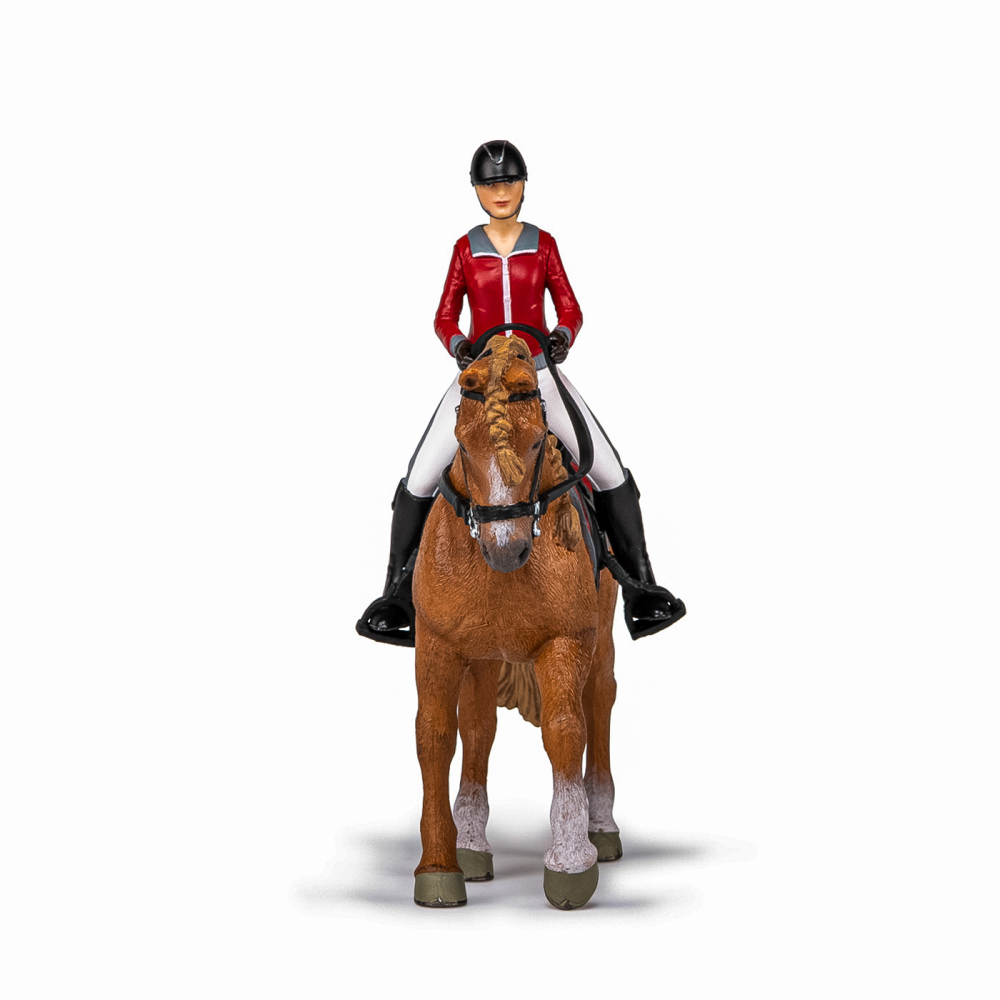 PAPO FIGURINA SET ECHITATIE CAL SI JOCHERITA IN JACHETA ROSIE [6]