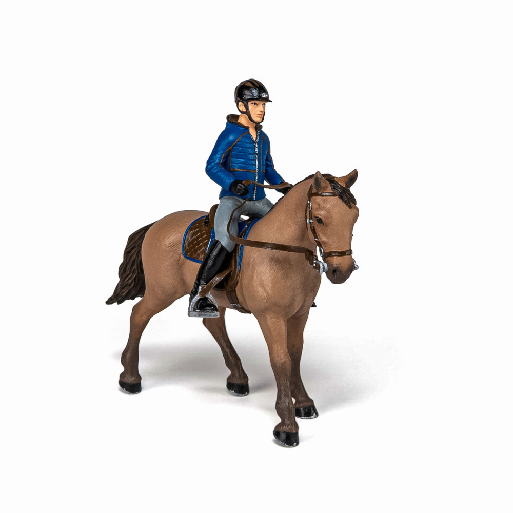 PAPO FIGURINA SET ECHITATIE CAL SI JOCHEU  IN JACHETA ALBASTRA [2]