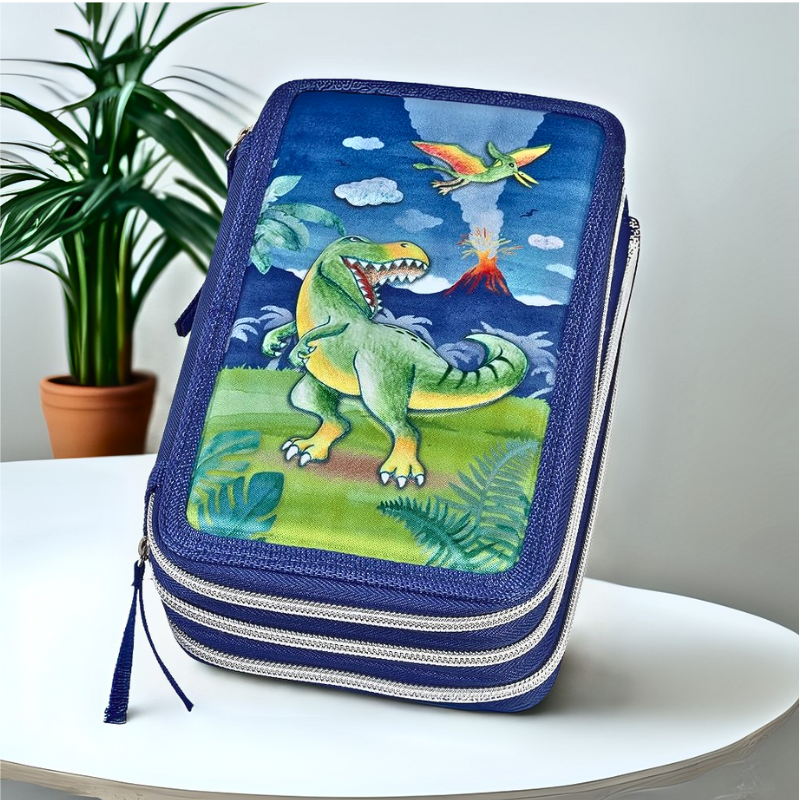 Penar băieți albastru neechipat Faber Castell 3 compartimente dino [2]