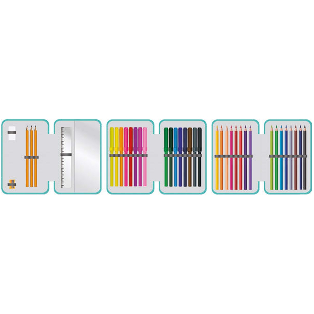 Penar YOLLO Unicorn 3 compartimente echipat 38 piese 14x6.5x20 cm [2]