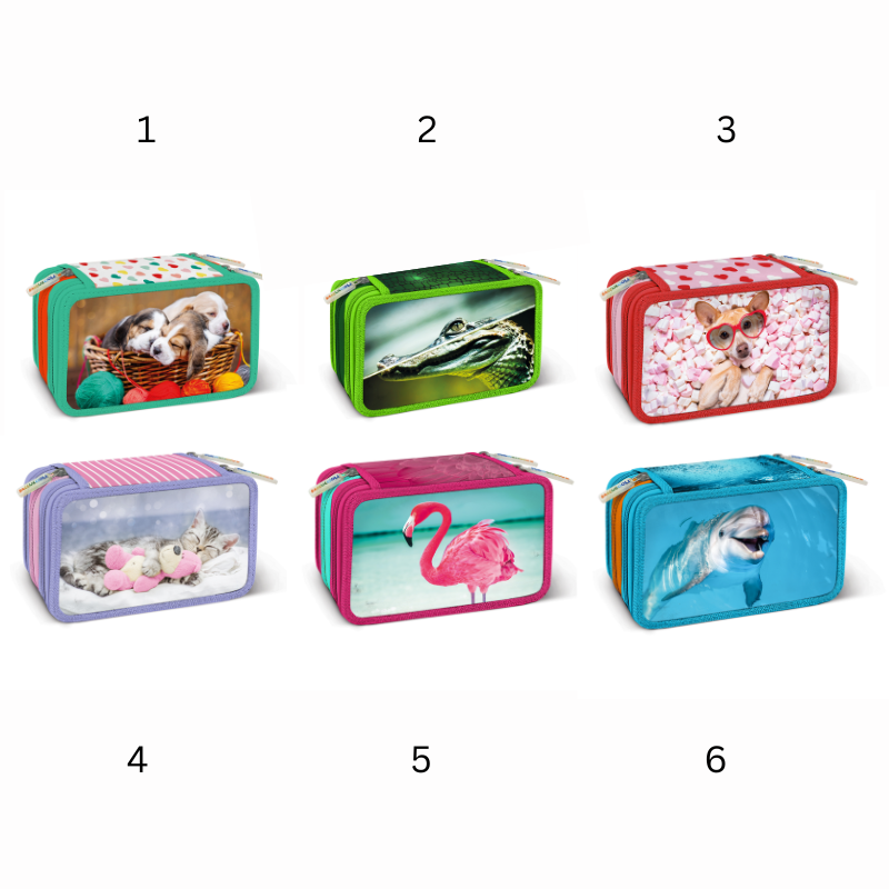 Penar echipat Animale cu 3 fermoare 13 x 20 x 6.5 cm modele diferite [2]