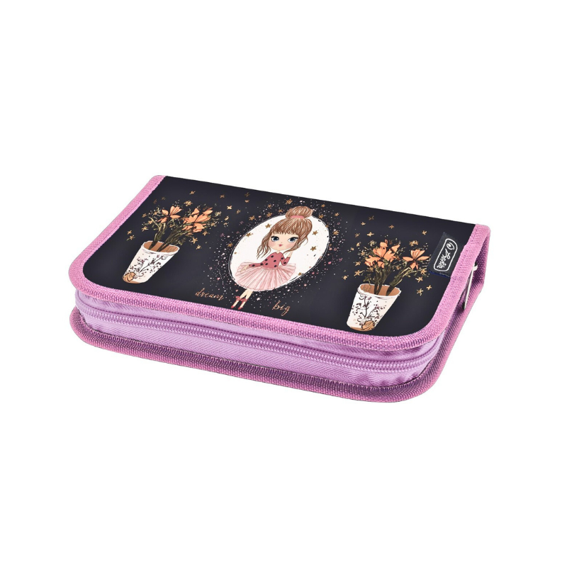 Penar neechipat fete cu 1 clapa Herlitz 1 compartiment negru Moon Princess [1]