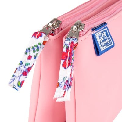 Penar tip etui dublu Oxford 2 Zip Floral Pastel roz deschis [2]