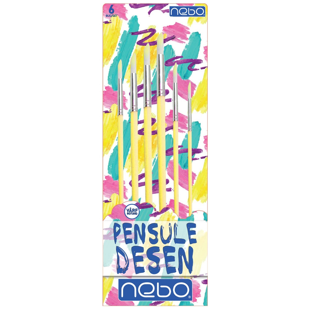Pensule desen culori pastel varf rotund 6 buc /set Nebo variante diferite [3]